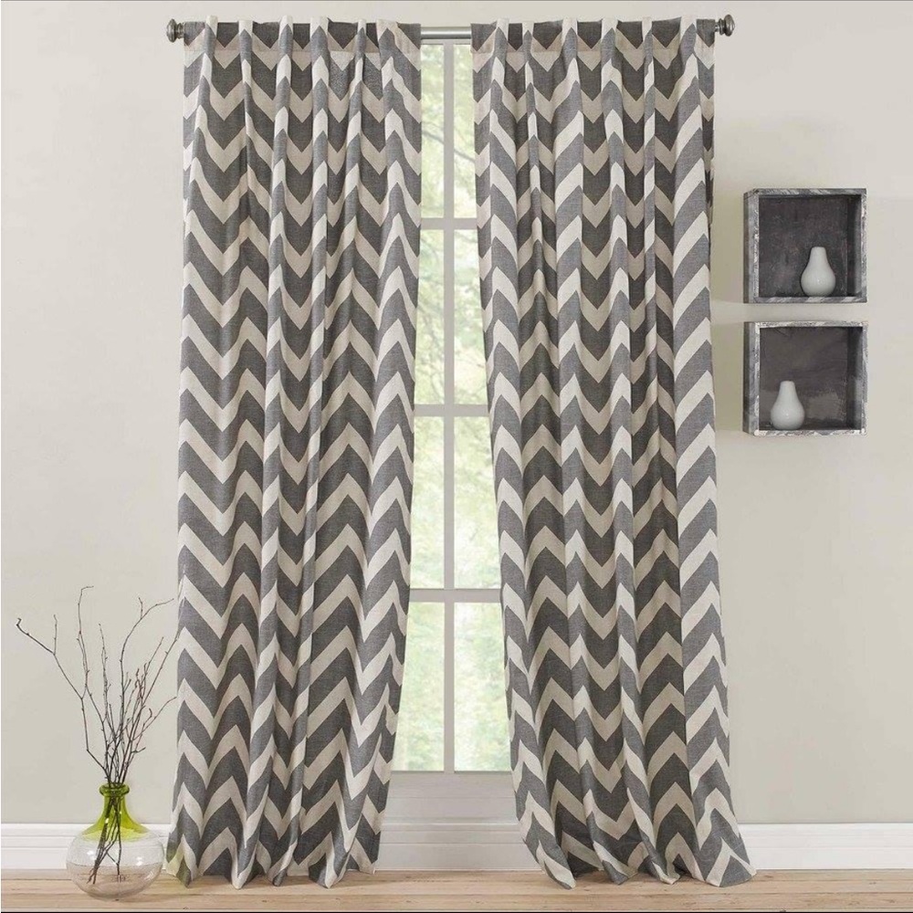 Zigami Pair of 84” Length Rod panels in chevron gray - New in Package
